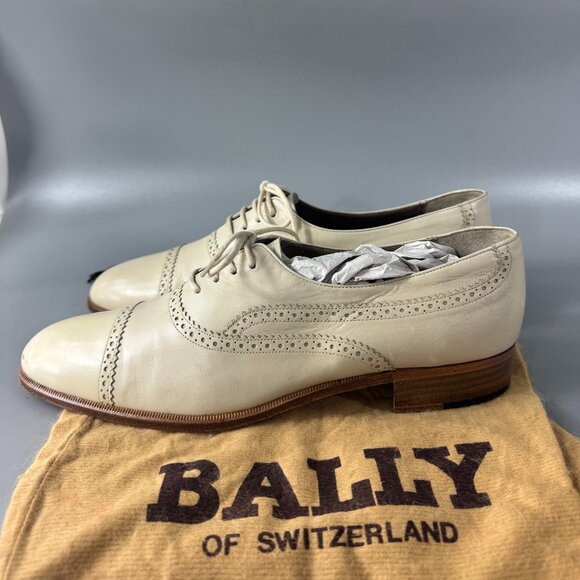 Authentic BALLY Made in Italy Beige Leather Oxford Dress Shoes, Size 8.5 B main image 12